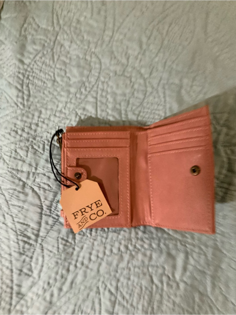 FRYE AND CO. Blush Pink Leather Card Wallet with Brass Studs - Picture 4 of 4